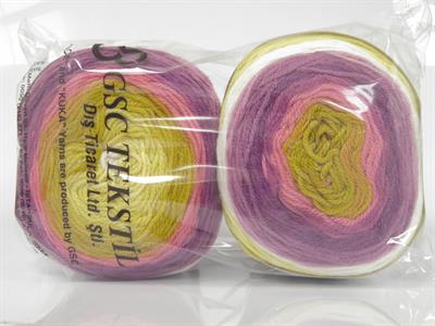 Lot of 2 x 150gr Skeins Ice Yarns CAKES DK Yarn Gold White Pink Purple