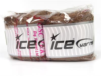 Lot of 2 x 200gr Skeins Ice Yarns CAKES EYELASH Hand Knitting Yarn Brown