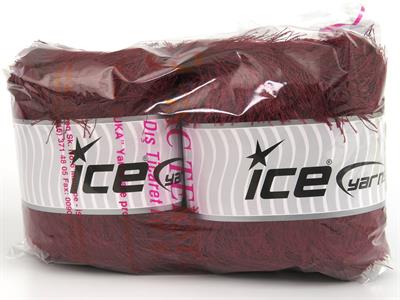 Lot of 2 x 200gr Skeins Ice Yarns CAKES EYELASH Hand Knitting Yarn Burgundy