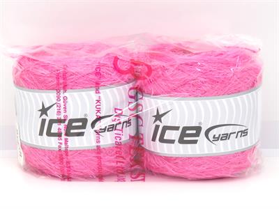 Lot of 2 x 200gr Skeins Ice Yarns CAKES EYELASH Hand Knitting Yarn Candy Pink
