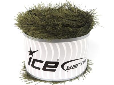 Lot of 2 x 200gr Skeins Ice Yarns CAKES EYELASH Hand Knitting Yarn Dark Khaki