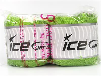 Lot of 2 x 200gr Skeins Ice Yarns CAKES EYELASH Yarn Bright Green