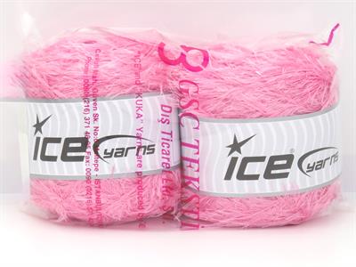 Lot of 2 x 200gr Skeins Ice Yarns CAKES EYELASH Hand Knitting Yarn Light Pink
