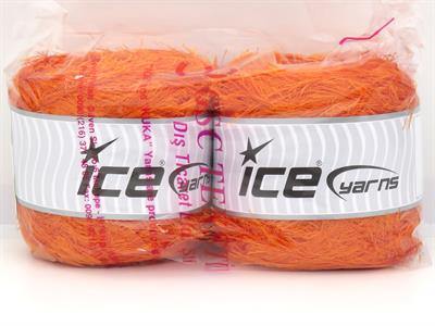 Lot of 2 x 200gr Skeins Ice Yarns CAKES EYELASH Hand Knitting Yarn Orange