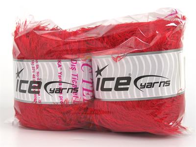 Lot of 2 x 200gr Skeins Ice Yarns CAKES EYELASH Hand Knitting Yarn Red