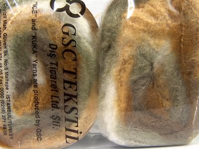 Lot of 2 x 150gr Skeins Ice Yarns CAKES FLUFFY (5% Mohair) Yarn Khaki Shades Cream Shades