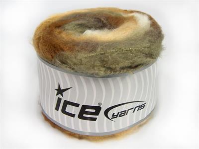 Lot of 2 x 150gr Skeins Ice Yarns CAKES FLUFFY (5% Mohair) Yarn Khaki Shades Cream Shades