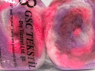 Lot of 2 x 150gr Skeins Ice Yarns CAKES FLUFFY (5% Mohair) Yarn Pink Shades Lilac Shades