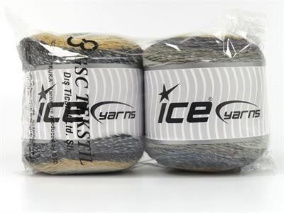 Lot of 2 x 150gr Skeins Ice Yarns CAKES GALAXY Yarn Grey Shades Beige Camel Black
