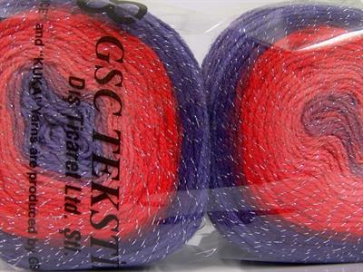 Lot of 2 x 150gr Skeins Ice Yarns CAKES GLITZ Yarn Red Shades Purple Shades