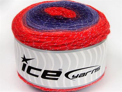 Lot of 2 x 150gr Skeins Ice Yarns CAKES GLITZ Yarn Red Shades Purple Shades