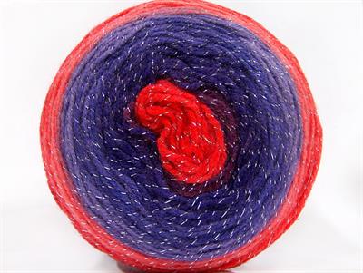 Lot of 2 x 150gr Skeins Ice Yarns CAKES GLITZ Yarn Red Shades Purple Shades