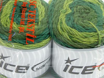 Lot of 2 x 140gr Skeins Ice Yarns CAKES Hand Knitting Yarn Green Shades