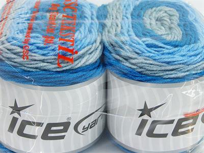 Lot of 2 x 140gr Skeins Ice Yarns CAKES Hand Knitting Yarn Blue Shades Grey