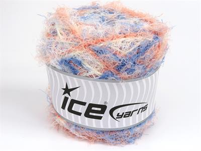 Lot of 4 x 100gr Skeins Ice Yarns CAKES MARS (40% Viscose 30% Wool) Yarn Blue Salmon White