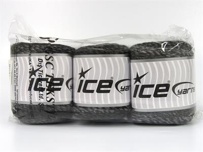 Lot of 3 x 100gr Skeins Ice Yarns CAKES MELANGE (15% Wool) Yarn Black Grey Shades