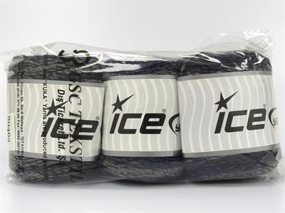 Lot of 3 x 100gr Skeins Ice Yarns CAKES MELANGE (15% Wool) Yarn Blue Grey Shades