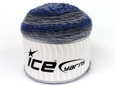 Lot of 3 x 100gr Skeins Ice Yarns CAKES MELANGE (15% Wool) Yarn Blue Shades Grey Shades