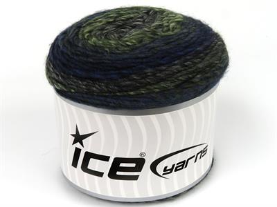 Lot of 3 x 100gr Skeins Ice Yarns CAKES MELANGE (15% Wool) Yarn Black Grey Green Blue