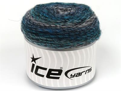 Lot of 3 x 100gr Skeins Ice Yarns CAKES MELANGE (15% Wool) Yarn Turquoise Shades Grey Shades