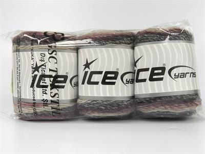 Lot of 3 x 100gr Skeins Ice Yarns CAKES MELANGE (15% Wool) Yarn Maroon Pink Grey Shades Cream