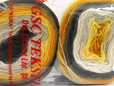 Lot of 2 x 150gr Skeins Ice Yarns CAKES MOHAIR (20% Mohair 20% Wool) Yarn Gold Yellow White Black Camel