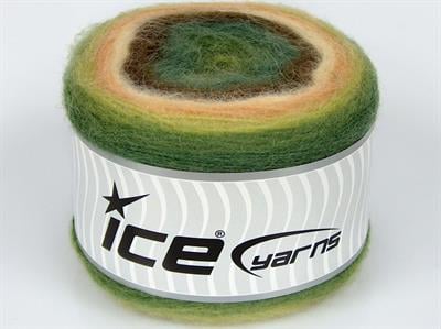 Lot of 2 x 150gr Skeins Ice Yarns CAKES MOHAIR (20% Mohair 20% Wool) Yarn Green Shades Cream Shades Brown