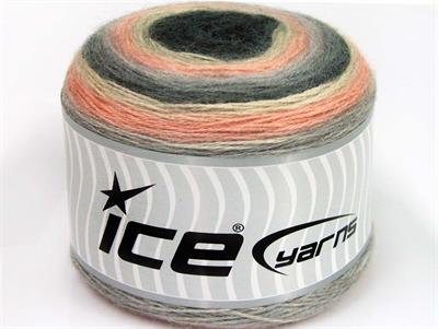 Lot of 2 x 150gr Skeins Ice Yarns CAKES MOHAIR (20% Mohair 20% Wool) Yarn Light Salmon Grey Shades Cream