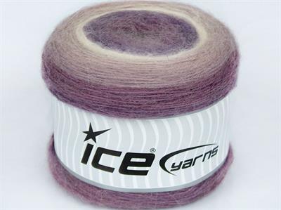 Lot of 2 x 150gr Skeins Ice Yarns CAKES MOHAIR (20% Mohair 20% Wool) Yarn Purple Shades Cream