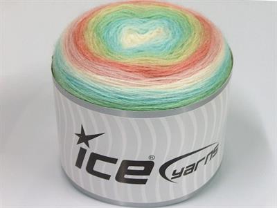 Lot of 2 x 150gr Skeins Ice Yarns CAKES MOHAIR (20% Mohair 20% Wool) Yarn White Pink Salmon Green Shades Turquoise