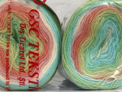 Lot of 2 x 150gr Skeins Ice Yarns CAKES MOHAIR (20% Mohair 20% Wool) Yarn White Pink Salmon Green Shades Turquoise