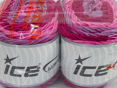 Lot of 2 x 140gr Skeins Ice Yarns CAKES Hand Knitting Yarn Fuchsia Pink Lilac