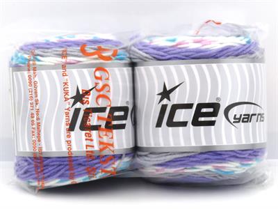 Lot of 2 x 140gr Skeins Ice Yarns CAKES Yarn Lilac Turquoise White Grey Pink