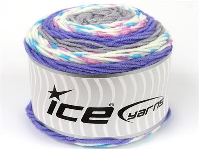 Lot of 2 x 140gr Skeins Ice Yarns CAKES Yarn Lilac Turquoise White Grey Pink