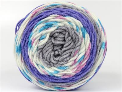Lot of 2 x 140gr Skeins Ice Yarns CAKES Yarn Lilac Turquoise White Grey Pink
