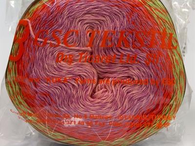 1x250gr. CAKES PUZZLE Organik Pamuk Turuncu, Açık Yeşil, Pembe tonları Yazlık İplikler, Organik Pamuk, Pamuk, Batik Desenli