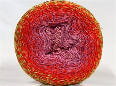 1x250gr. CAKES PUZZLE Organik Pamuk Turuncu, Açık Yeşil, Pembe tonları Yazlık İplikler, Organik Pamuk, Pamuk, Batik Desenli