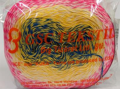 1x250gr. CAKES PUZZLE Organik Pamuk Pembe, Mavi, Beyaz, Sarı Yazlık İplikler, Organik Pamuk, Pamuk, Batik Desenli