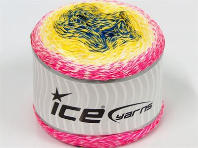 1x250gr. CAKES PUZZLE Organik Pamuk Pembe, Mavi, Beyaz, Sarı Yazlık İplikler, Organik Pamuk, Pamuk, Batik Desenli