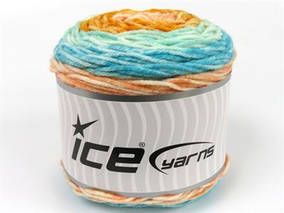 Lot of 2 x 140gr Skeins Ice Yarns CAKES SPLASH Yarn Gold Shades Turquoise Shades White