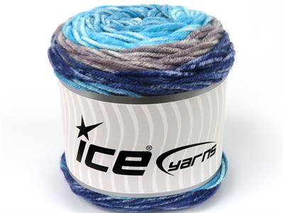 Lot of 2 x 140gr Skeins Ice Yarns CAKES SPLASH Yarn Turquoise White Jeans Blue Light Maroon