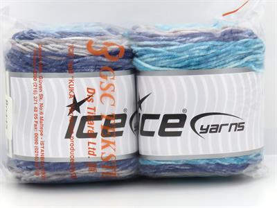 Lot of 2 x 140gr Skeins Ice Yarns CAKES SPLASH Yarn Turquoise White Jeans Blue Light Maroon