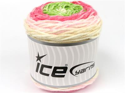 Lot of 2 x 140gr Skeins Ice Yarns CAKES SPLASH Yarn Pink Shades Cream Shades Green