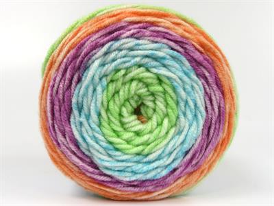 Lot of 2 x 140gr Skeins Ice Yarns CAKES SPLASH Yarn Orange Fuchsia Green Turquoise