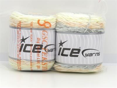 Lot of 2 x 140gr Skeins Ice Yarns CAKES SPLASH Yarn Light Grey Light Salmon Light Yellow White