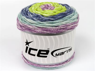 Lot of 2 x 140gr Skeins Ice Yarns CAKES SPLASH Yarn Jeans Blue Green Orchid Light Turquoise