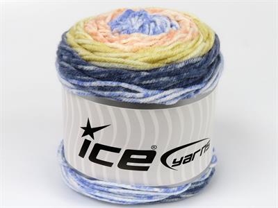 Lot of 2 x 140gr Skeins Ice Yarns CAKES SPLASH Yarn Jeans Blue Salmon Light Gold Lilac