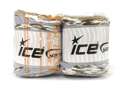 Lot of 2 x 140gr Skeins Ice Yarns CAKES Yarn Greyish Light Blue Brown Shades White