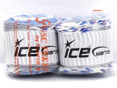 Lot of 2 x 140gr Skeins Ice Yarns CAKES Yarn Blue Shades Purple White Grey