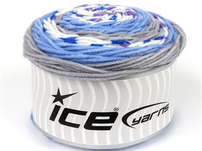 Lot of 2 x 140gr Skeins Ice Yarns CAKES Yarn Blue Shades Purple White Grey